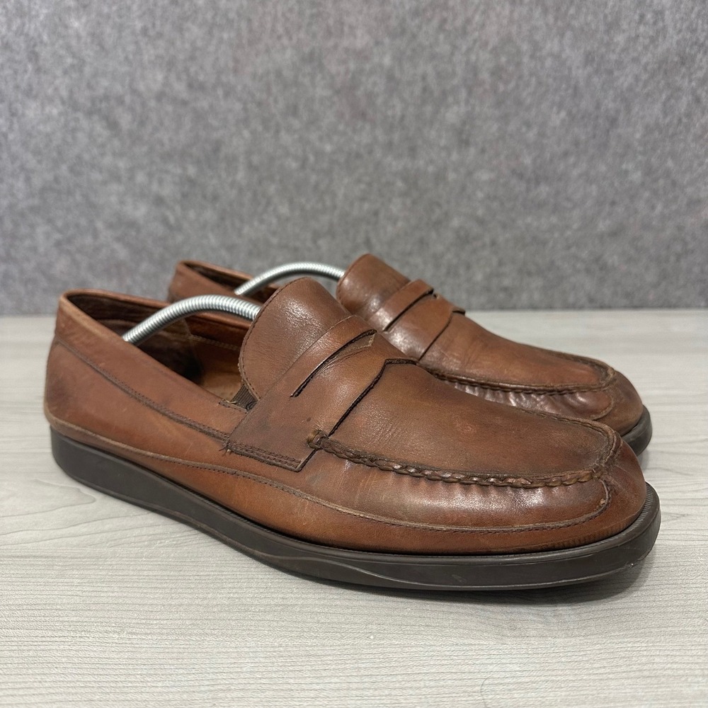 Hush Puppies Shoreline Mens Size 12 Brown Leather Penny‎ Loafers
